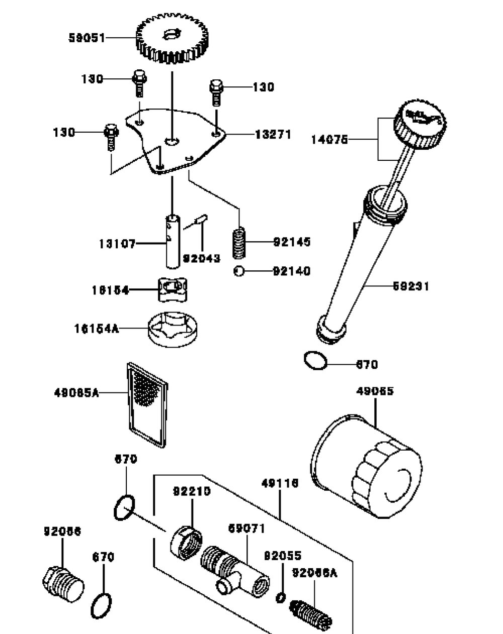 Kawasaki Fh381v-Cs23 Lubrication Equipment Diagram and Parts List for G1332 55AI5GMQ050-WAM Cub Cadet Lawn Mower